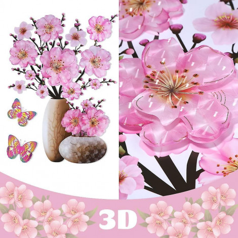 3D Pink Flower Sticker(Size:-30CMx40CM)